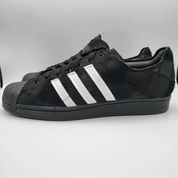 NEW Men's Sz 12 Adidas Superstar Atmos Patchwork - Core Black GW3473 - Picture 2 of 10